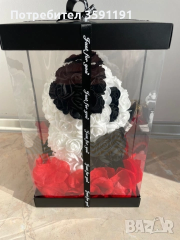 Сладка панда от рози-перфектен подарък за момиче,гадже или жена, снимка 4 - Декорация за дома - 53036829