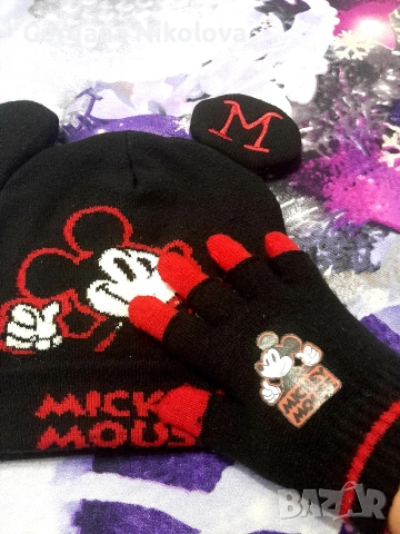 Шапка и ръкавички на Мики Маус , снимка 2 - Шапки, шалове и ръкавици - 53119130