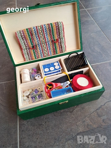 дървена кутия несесер с шивашки принадлежности 34/4, снимка 5 - Антикварни и старинни предмети - 54095158