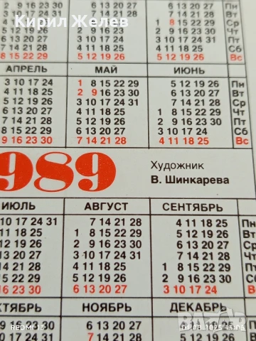 Старо календарче 1989г. Москва СССР За МИР и СОЦИАЛЕН ПРОГРЕС За КОЛЕКЦИЯ 35344, снимка 7 - Колекции - 51215601