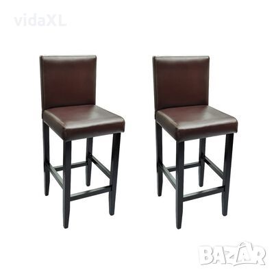 vidaXL Бар табуретки, 2 бр, тъмнокафяви, изкуствена кожа(SKU:240072, снимка 1 - Дивани и мека мебел - 45585604