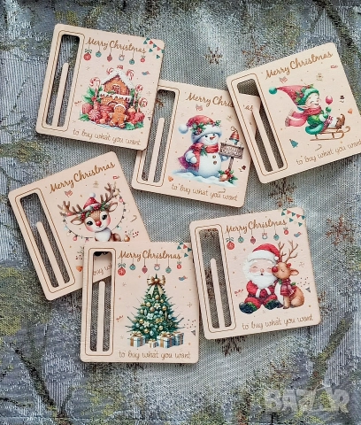 Картичка от дърво с място за банкнота 