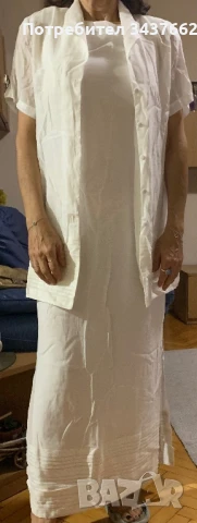 Рокля бяла 100% лен в комплект сако , снимка 8 - Рокли - 46074079