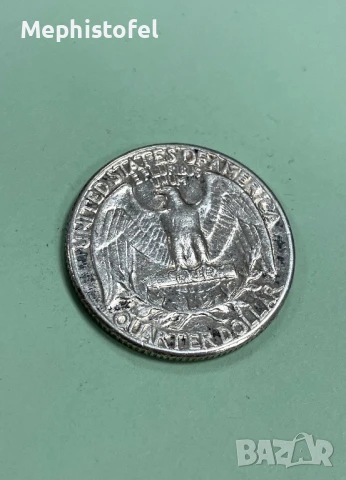 1/4 долар (Quarter) 1964 г, САЩ - сребърна монета, снимка 4 - Нумизматика и бонистика - 51202108