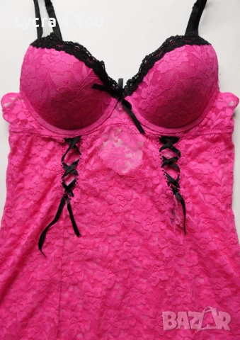 Indulgence by Biatta 75B дантелена розова нощничка, снимка 3 - Бельо - 53309660