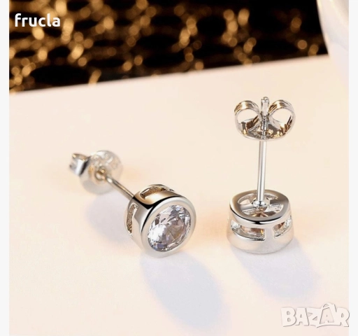 Сребърни Обеци с Кристали, снимка 3 - Обеци - 52669026