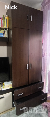 Двукрилен гардероб с надстройка, снимка 3 - Гардероби - 52148322