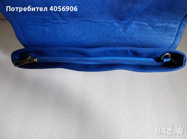 Дамска чанта тип клъч, змийски принт, турско синьо, снимка 2 - Чанти - 46387250