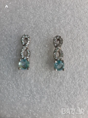 Сребърни обици с аквамарин, снимка 1