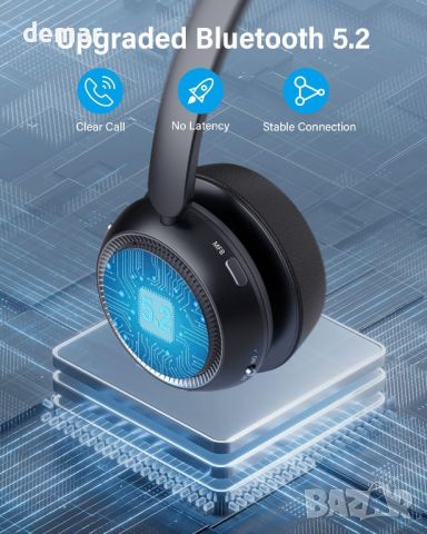 Безжична слушалка Monodeal, Bluetooth с микрофон, с AI шумопотискане и бутон за заглушаване, 65 часа, снимка 4 - Bluetooth слушалки - 46455892