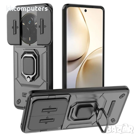 Realme 14 Pro 5G Удароустойчив Ring Holder PC + TPU/ Kickstand Калъф и Протектор, снимка 3 - Калъфи, кейсове - 50701587
