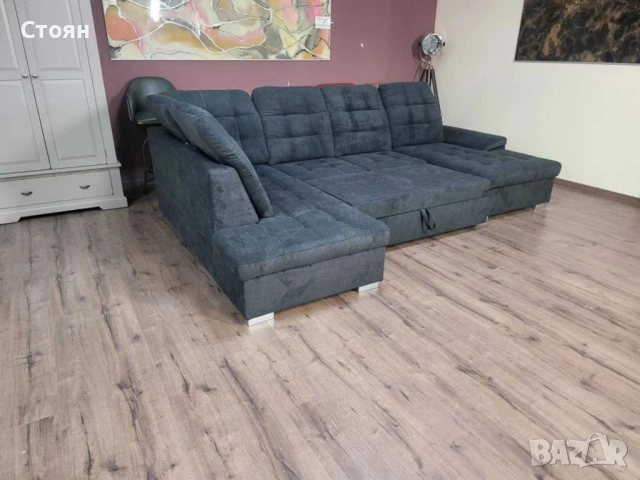 ПРОМОЦИЯ!!!Тъмно сив П - образен ъглов диван Nixon с функция сън, снимка 4 - Дивани и мека мебел - 52829930