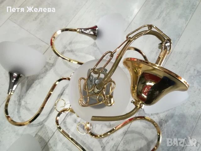 Полилей метал и стъкло/5 осветителни тела/-Австрия , снимка 15 - Полилеи - 50724465