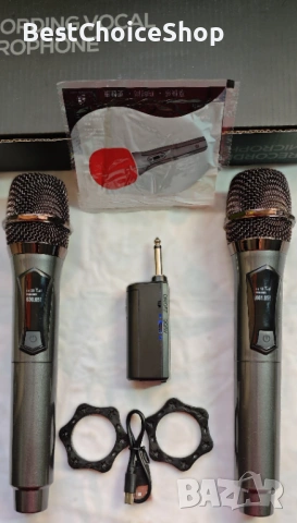 2бр. Безжични микрофони UHF с приемник презареждащи се, снимка 3 - Микрофони - 53809201