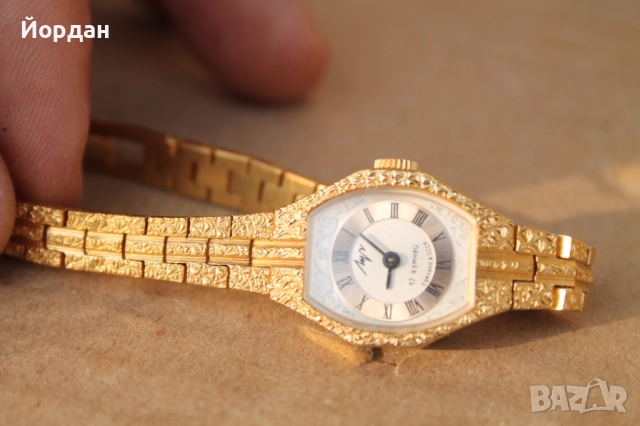 Дамски позлатен СССР часовник ''Луч'' , снимка 8 - Дамски - 52630542