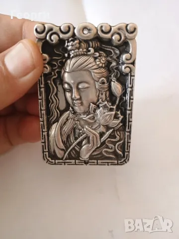 Будистка бронзова плочка-2, снимка 5 - Антикварни и старинни предмети - 50099745