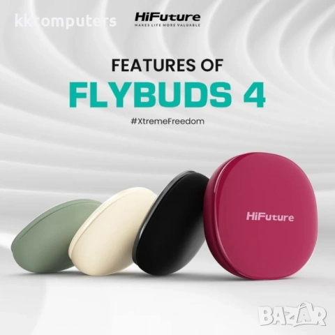 HiFuture FlyBuds 4 ANC - TWS слушалки с ANC, 35ч живот, Bluetooth 5.4 - Latte, снимка 2 - Bluetooth слушалки - 53947359