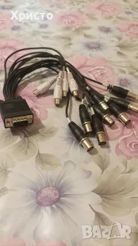 DB15 Pin VGA Мъжко към 8x BNC Video + 4x Audio RCA Женски Адаптер Кабел с Конектори за Видео Кепчър
