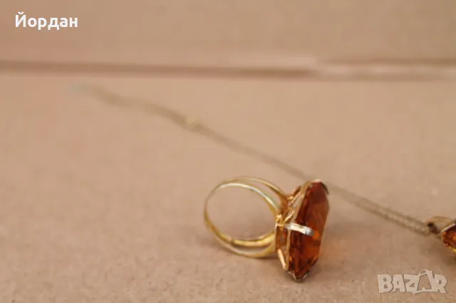 Дамски сребърен пръстен с колие, снимка 2 - Колиета, медальони, синджири - 49771340