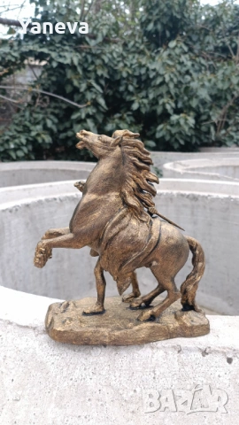 Метална , френска статуетка „Конете от Марли“ от скулптора Гийом Кусту. , снимка 7 - Статуетки - 54027811