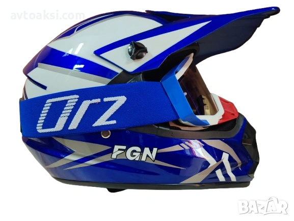 Каска Крос Мотор/Скутер/Бъги/Вело/АТВ с Очила, снимка 3 - Аксесоари и консумативи - 51006365