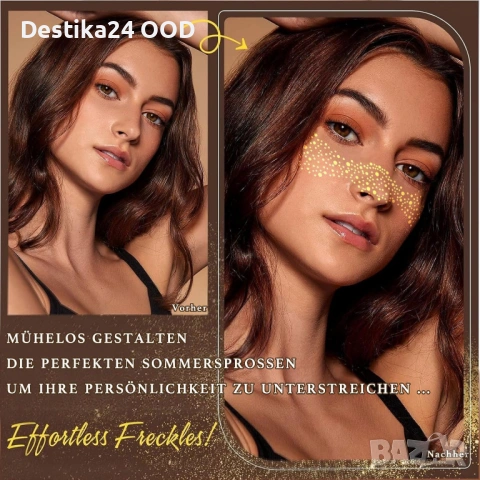 Временни блестящи татуировки за лице – златни звезди, комплект, снимка 3 - Други - 53718126