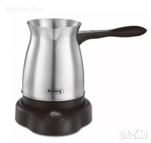✨Електрическо джезве Rosberg R51165AS, 600W, 500мл., Инокс 