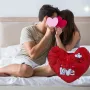 Подаръчна плюшена музикална възглавничка Сърце с бял надпис LOVE, 40см, снимка 3