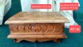 Стара дървена кутия с дърворезба за бижута , снимка 1 - Антикварни и старинни предмети - 46043387