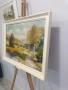 Стара маслена картина "Пейзаж с брези" – 78х59 см | Подписана, снимка 2
