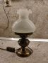 Старинна метална настолна лампа с бяла стъкленица , снимка 1