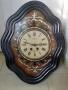 Прекрасен антикварен стенен часовник с интарзии от седеф, снимка 1