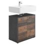 FMD Шкаф за мивка за баня с 2 врати, матера, тъмно стар стил(SKU:429457, снимка 1 - Мивки - 45942130