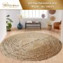 Кръгъл килим от юта 150см Бохо стил Естествени растителни влакна, снимка 6