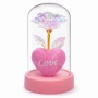 Светеща роза с  сърце с надпис LOVE под прозрачен купол с LED светлини, снимка 4