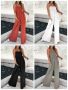 Дамски ежедневни модни едноцветни гащеризони с пълна дължина без гръб, 4цвята , снимка 1 - Гащеризони - 45961124