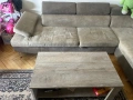 Ъглов разтегателен диван + табуретка + маса – запазен няма скъсано протрито , снимка 2