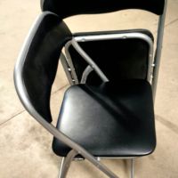 Сгъваем стол с облегалка - 36х80 см, метал и еко кожа, черен, снимка 6 - Столове - 45413159