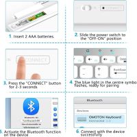 Безжична мини клавиатура, за IOS, Windows, Android (сребристо бяло), снимка 5 - Клавиатури и мишки - 45222637