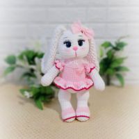 Красиво зайче-ръчна изработка, снимка 16 - Плюшени играчки - 41159103