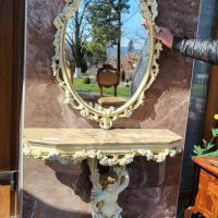 Италианска барокова конзола с огледало , снимка 6 - Секции и витрини - 45069007