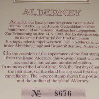 Мемориален лист специална марка ALDERNEY ограничено номерирано издание 44719, снимка 5 - Други ценни предмети - 45263240