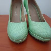 Дамски обувки Тамарис Tamaris 38 естествена кожа бледозелени, снимка 8 - Дамски обувки на ток - 45208023