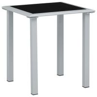 310541 vidaXL Garden Table Black and Silver 41x41x45 cm Steel and Glass(SKU:310541, снимка 1 - Маси - 45437328