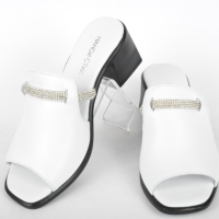 СЕЗОН'24! Елегантни дамски чехли от естествена кожа на ток - Два цвята, снимка 3 - Чехли - 44938419