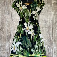 Нова елегантна ежедневна къса еластична рокля тропик тропически принт  вискоза , снимка 2 - Рокли - 45262975
