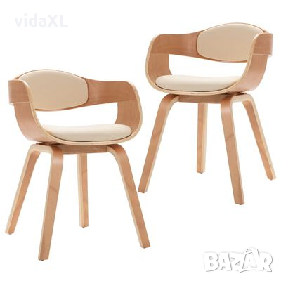 vidaXL Трапезни столове, 2 бр, извито дърво и изкуствена кожа（SKU:270546, снимка 1