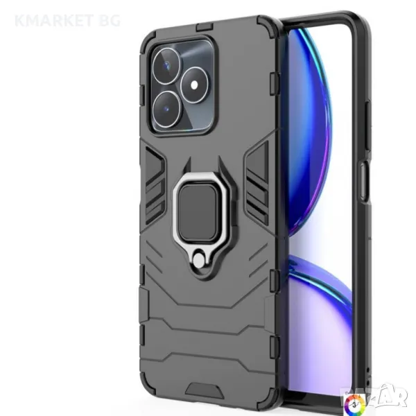 Realme Note 50 4G Удароустойчив PC + TPU Finger Ring Калъф и Протектор, снимка 1