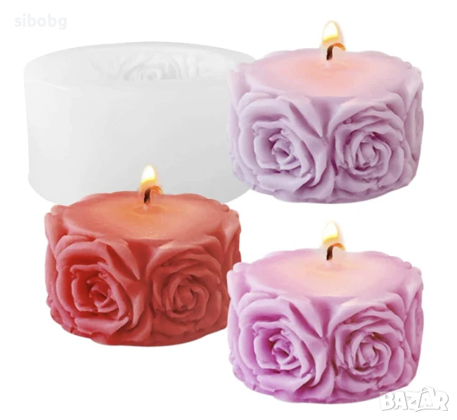 Силиконов молд за свещ с рози   3523, снимка 1