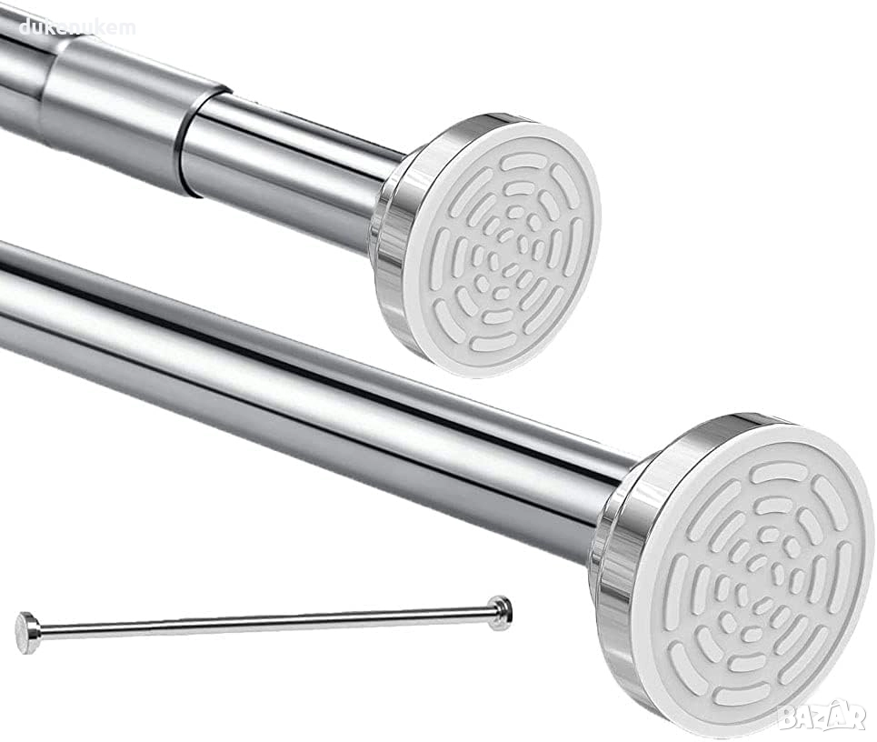 Телескопичен корниз за баня 50–130 см, неръждаема стомана, без пробиване, снимка 1